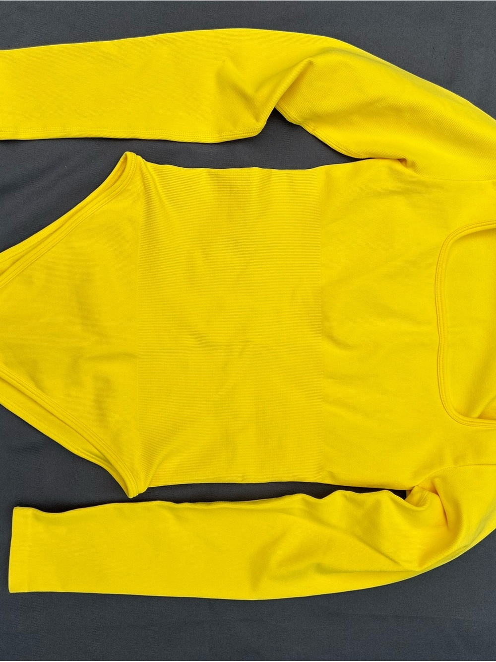 OQQ Ribbed Seamless Square Neck Long-Sleeve Bodysuit, Vibrant Yellow